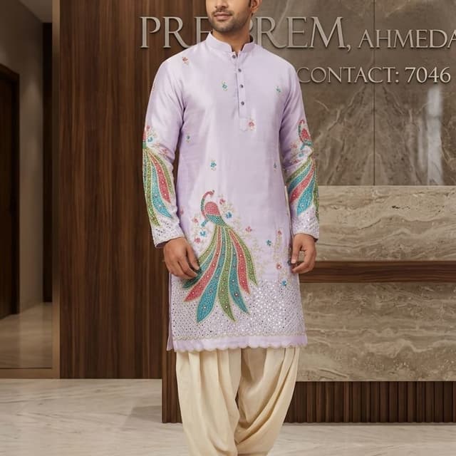 Lavender, Cream, Teal, Pink, Green, Silver Kurta and Salwar set