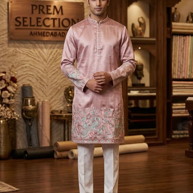 Dusty Rose with pastel embroidery Kurta