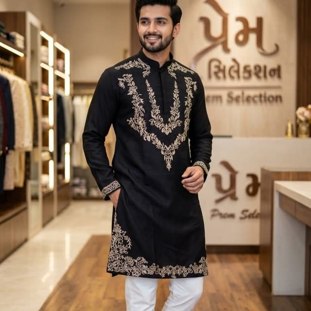 Black with gold embroidery Kurta