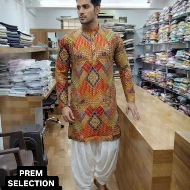 Orange, Yellow, Blue, Red, Green, Gold Kurta with Patiala pants