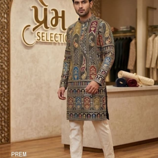 Black, Gold, Blue, Red, Yellow, Beige Sherwani