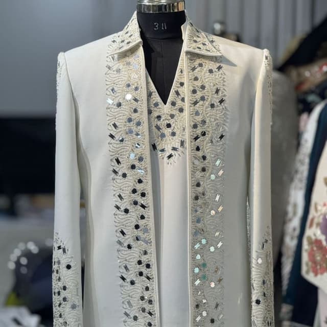 White, Silver, Black Sherwani/Jacket