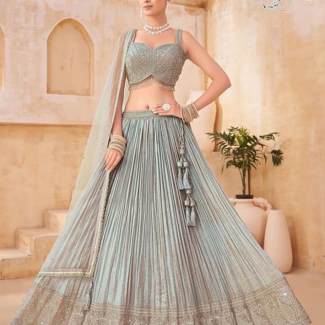 Silver-grey with subtle blue undertones Lehenga Choli
