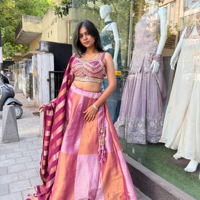 Pink, Orange, Gold Lehenga Choli