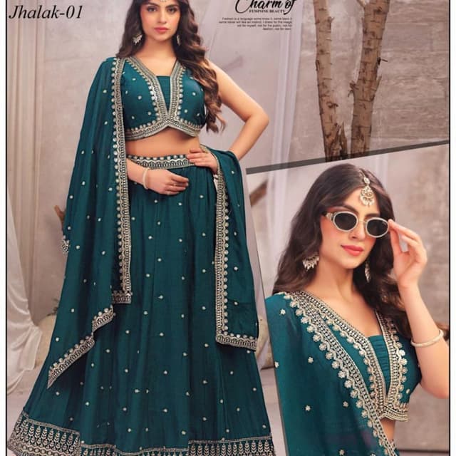 Teal with Silver Lehenga Choli