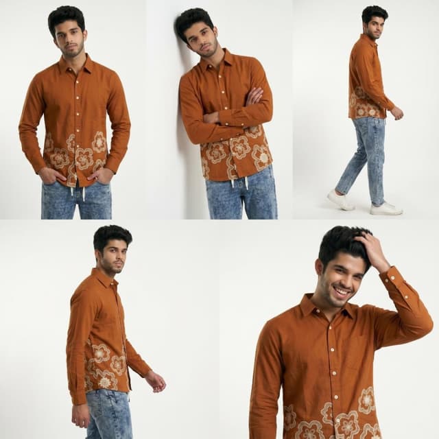 Brown, White Shirt