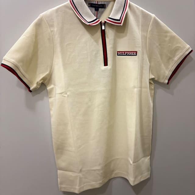 Cream, Red, Navy, White Polo Shirt