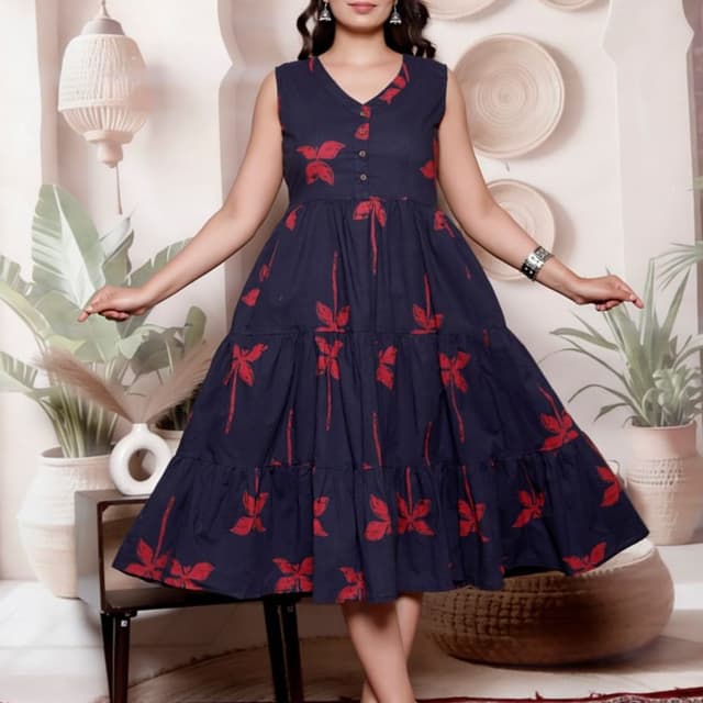 Navy Blue and Red Dress