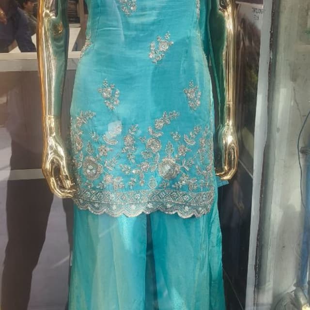 Teal, Aqua, Silver Sharara Suit