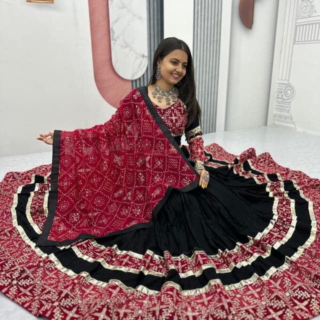 Black and Red with Gold accents Lehenga Choli