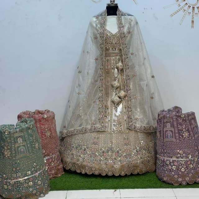 White, Gold, Pink, Green, Purple, Peach Lehenga Choli