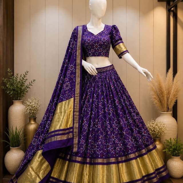 Deep Purple with Gold Accents Lehenga Choli