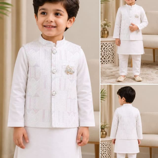 White Kurta Pajama with Waistcoat