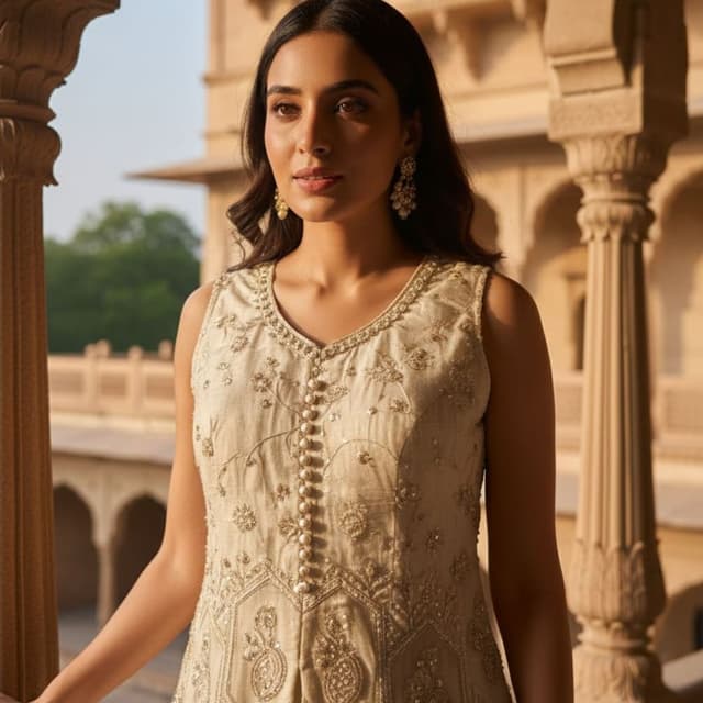 Beige and Gold Kurti/Top
