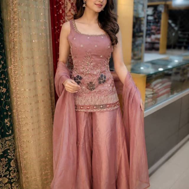 Dusty Rose Sharara Suit