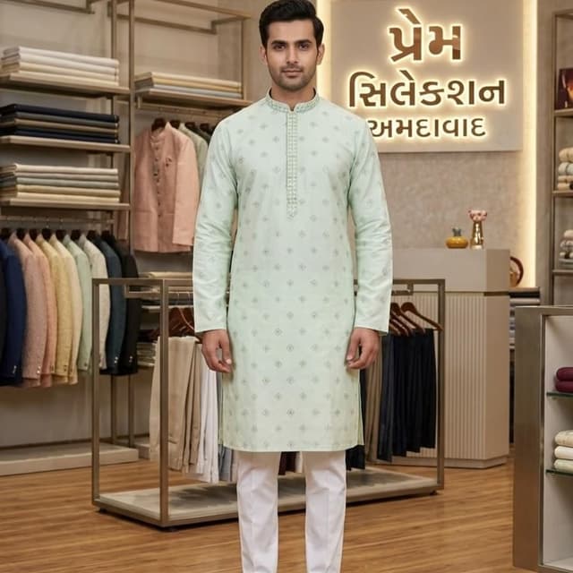 Pastel green and white Kurta Pajama