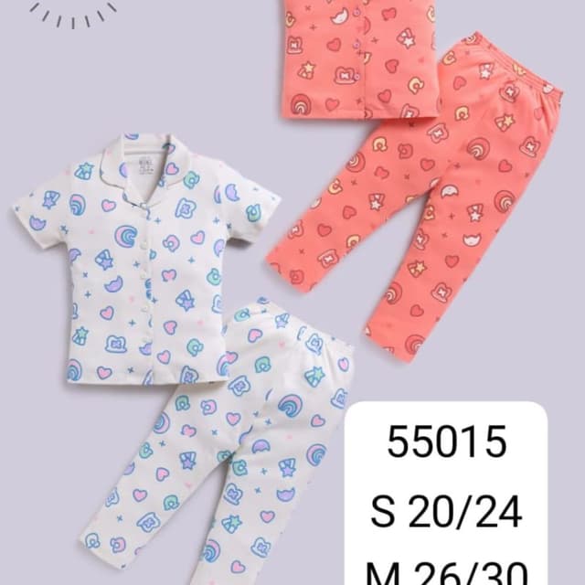 Coral, White, Pastel Blue, Pastel Pink, Yellow Pajama Set