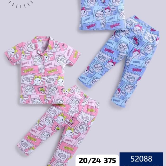 Light Blue, Pink, White, Yellow Pajama Set