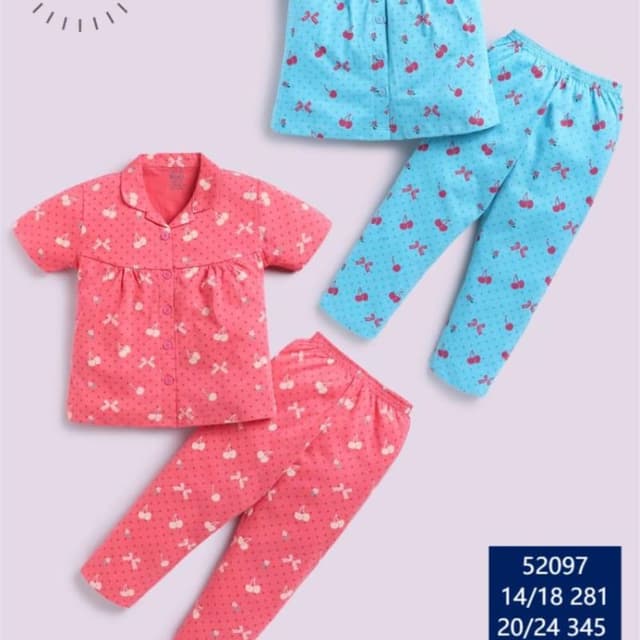 Blue and Pink with red and white accents Pajama Set (Top and Bottom)