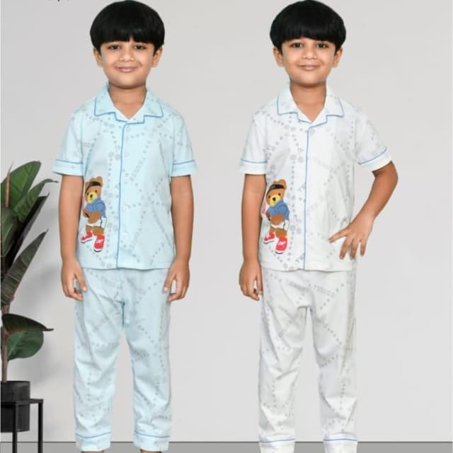 Light Blue/White Pajama Set