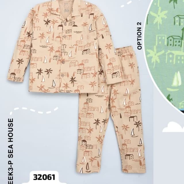 Beige with brown print Pajama Set
