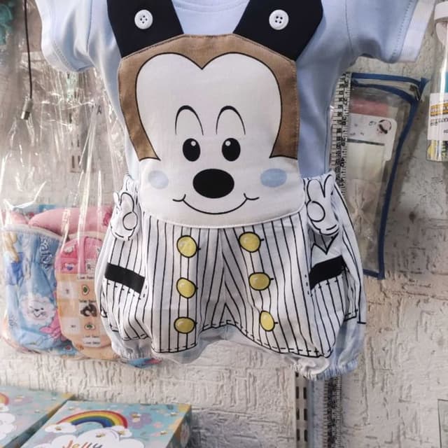 Light Blue, White, Black, Brown, Yellow Romper