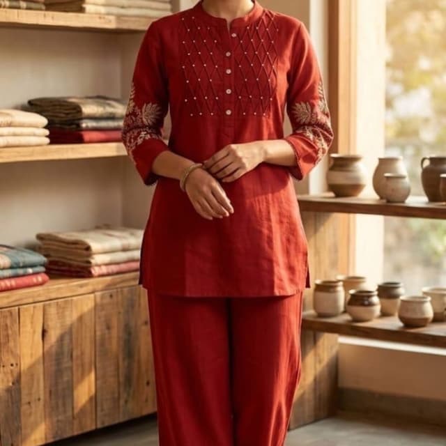 Red Kurta Set