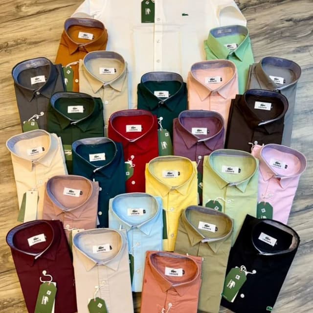 White, Khaki, Green, Pink, Red, Purple, Yellow, Blue, Brown, Black Shirt