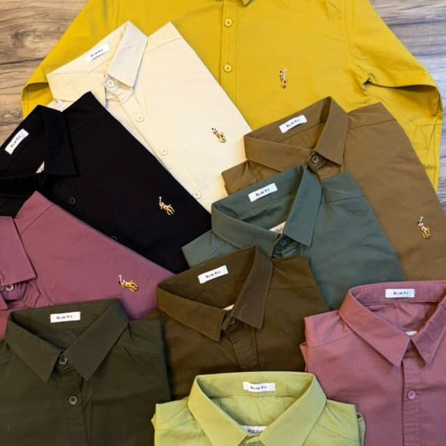 Yellow, Cream, Black, Olive Green, Brown, Dusty Rose, Lime Green Shirt