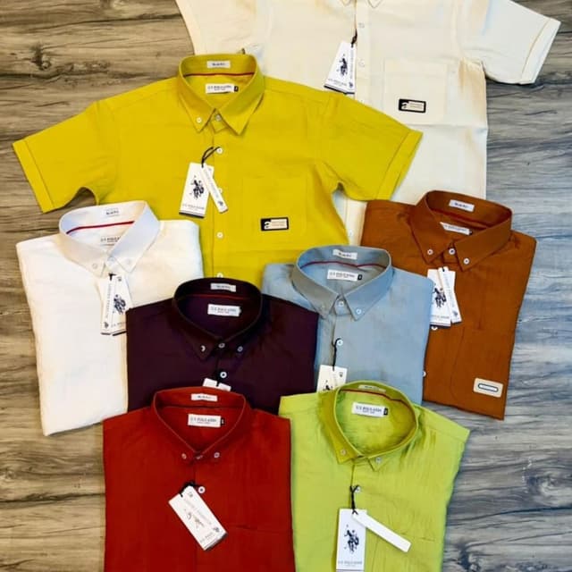 Yellow, White, Burgundy, Light Blue, Orange, Red, Lime Green, Cream Shirt
