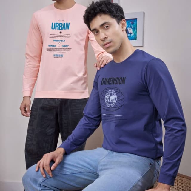 Peach, Navy Blue, Light Blue, Dark Grey T-shirt