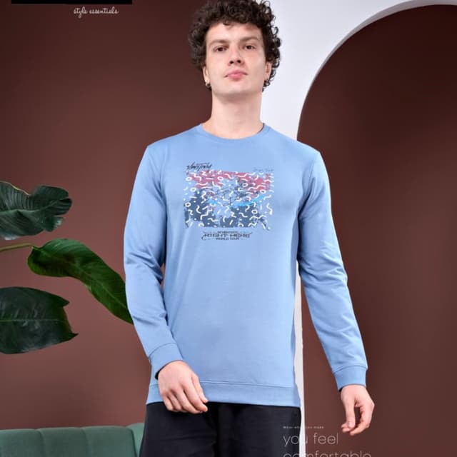 Light Blue with multi-color print Sweatshirt