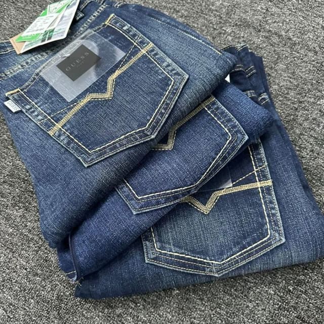 Indigo blue with beige stitching Jeans