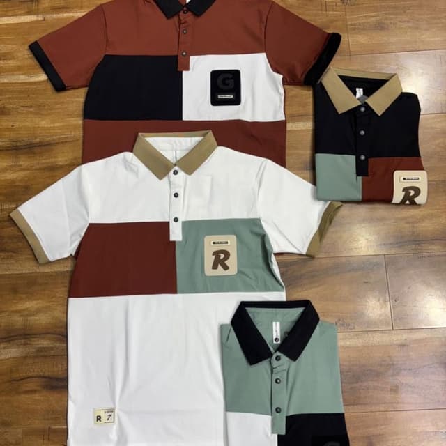 Brick Red, Black, White, Sage Green, Tan Polo Shirt
