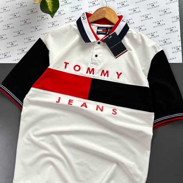 White, Black, Red Polo Shirt