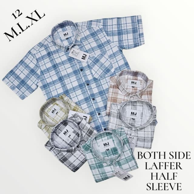Blue and White plaid, Brown and White plaid, Green and White plaid, Grey and White plaid, Yellow and White plaid Shirt