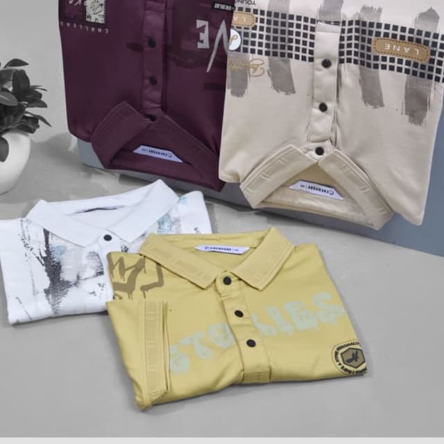 Maroon, Cream, White, Yellow Polo Shirt