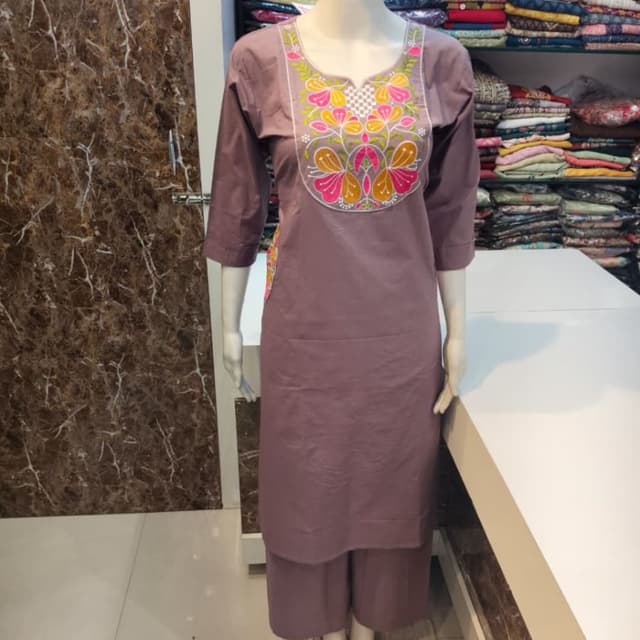 Mauve, Pink, Yellow, Green, White Kurta with Palazzo Pants