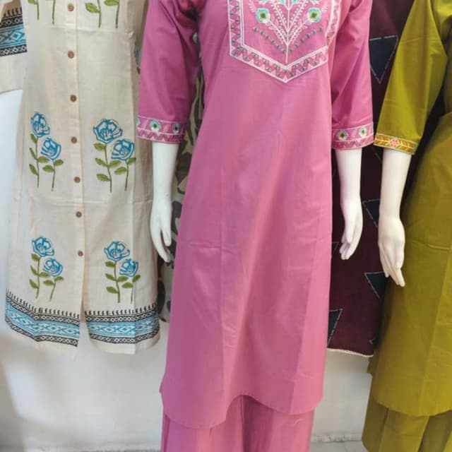 Pink, White, Blue, Yellow, Green Kurta and Palazzo Set