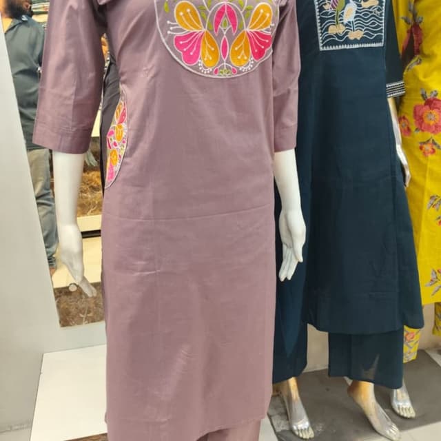 Dusty Rose, Pink, Yellow, Green, White Kurta Set