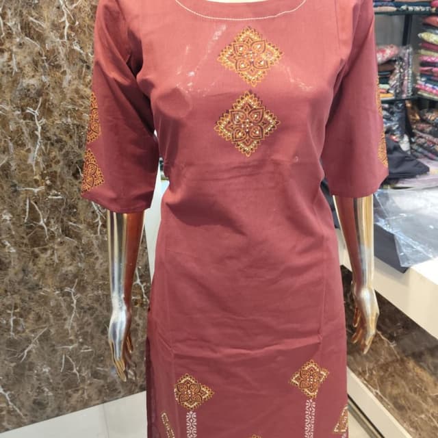 Maroon with gold and white embroidery Kurti