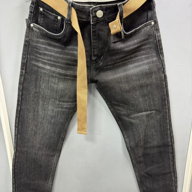 Black with tan belt Jeans