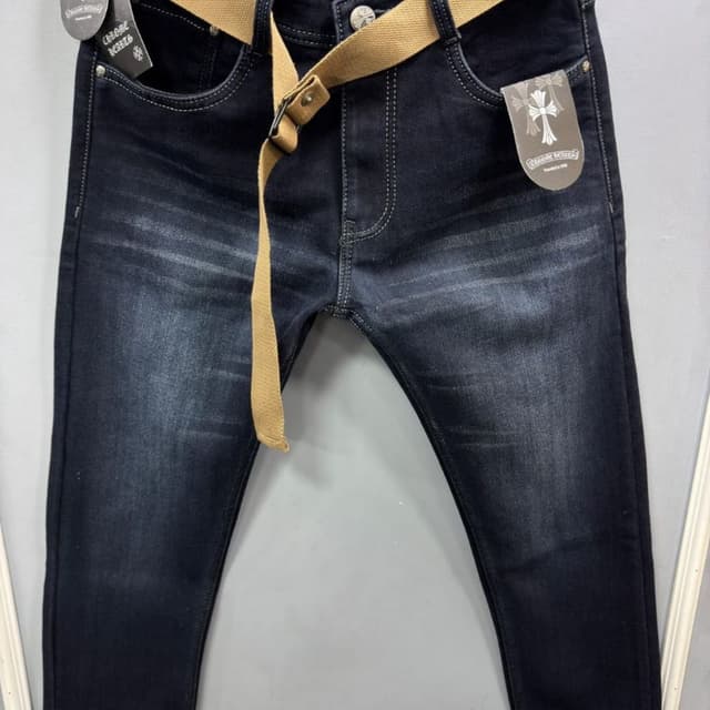 Dark Wash Indigo with a Tan Belt Jeans