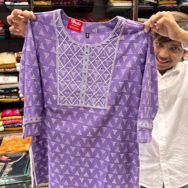 Purple with white print Kurti