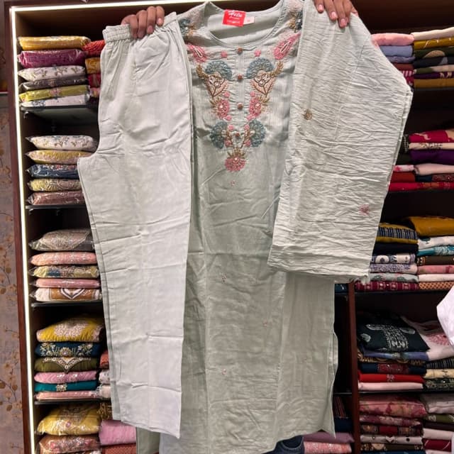 Light Green, Pink, Blue, Gold Kurta Set