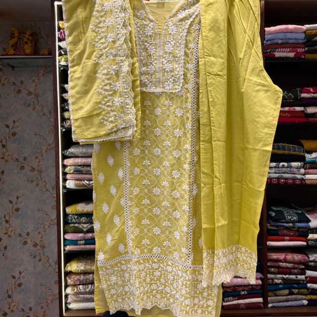 Yellow and White Kurta Set