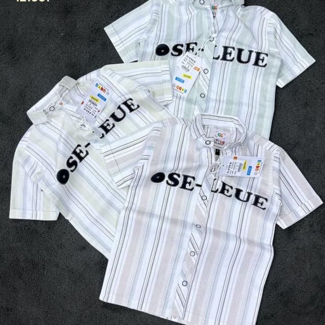 White, grey, and light green striped Shirt