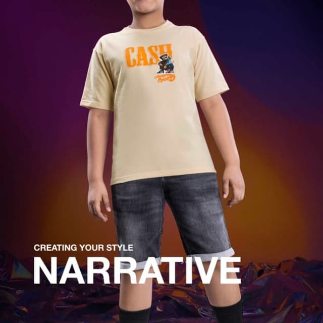 Cream, Orange, Black, Grey T-shirt and Shorts