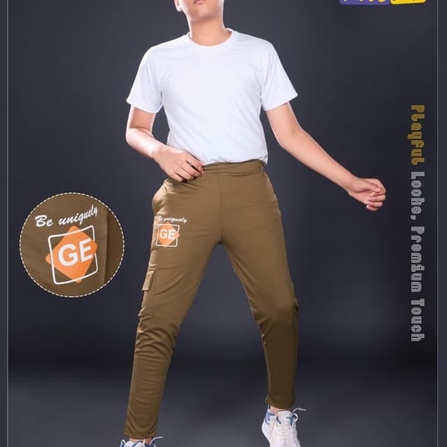 Olive Green, White, Orange Cargo Pants