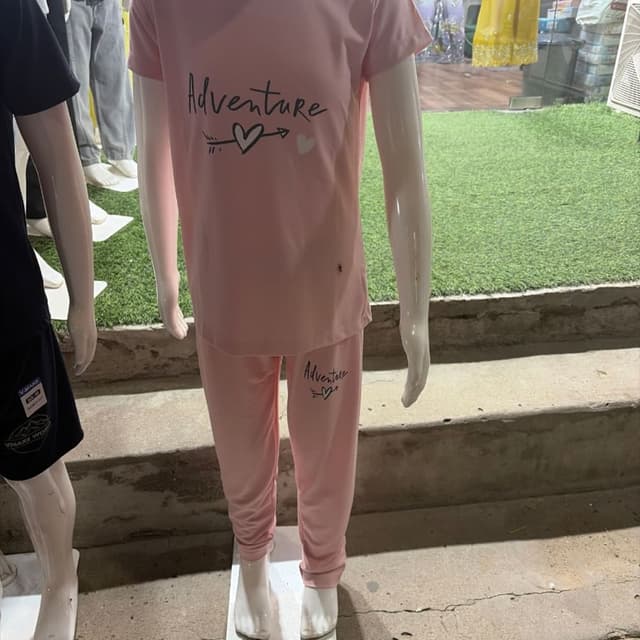 Light Pink with Black accents Loungewear set (T-shirt and Pants)